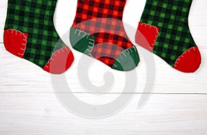 Christmas stocking on white background