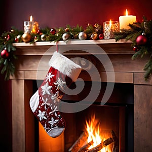 christmas stockings on fireplace