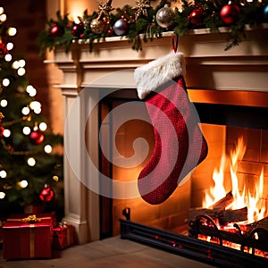christmas stockings on fireplace