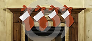 Christmas stockings on mantel