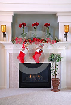 Christmas Stockings on the Mantle