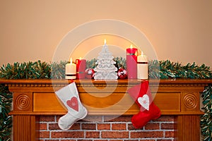 Christmas stockings over a fireplace