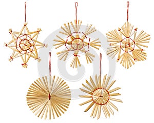 Christmas Straw Snowflakes Decoration, Isolated Snow Flakes