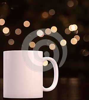 Christmas styled mockup mug, blank white coffee mug