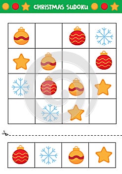 Christmas sudoku for kids. Educational game for kids