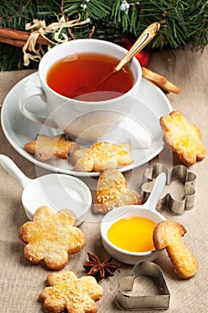 Christmas sugar cookies with black tea