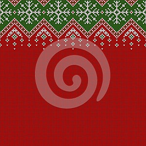 Christmas sweater background with copyspace. Horizontally seamless knitted pattern