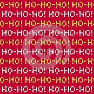 Christmas sweater ho-ho-ho lettering seamless pattern photo