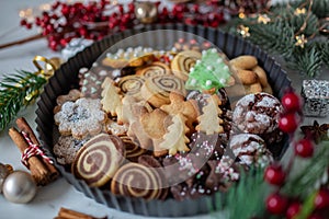 Christmas sweets baking gingerbread cookies on the plate