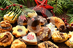 Christmas sweets, cookies and decoration