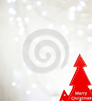 Christmas table on the background of Christmas lights bokeh