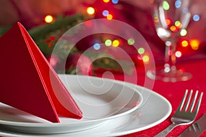 Christmas table with cutlery and tableware