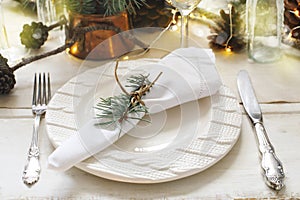 Christmas table setting.