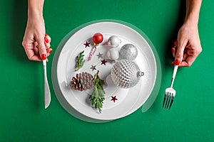 Christmas Table Setting and Hands