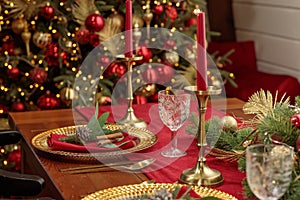 Christmas Table Setting. Holiday Decorations. Decor. New Year Celebration