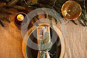 Christmas Table Setting and Holiday Night Decorations