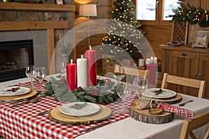 Christmas Table Setting in Rustic Style photo