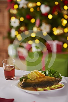 Christmas table with traditional Polish meals