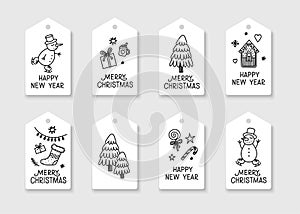 Christmas tags for coloring. Gift tags vector template for creativity.