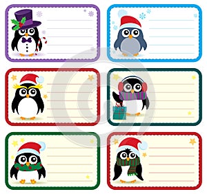 Christmas tags with penguins theme 1