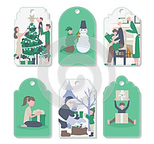 Christmas tags set. New Year`s greetings. Vector illustration