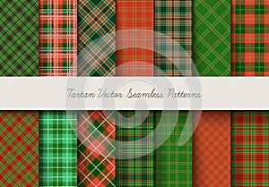 Christmas tartan seamless vector patterns