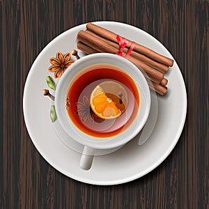 Christmas tea with spices, aromatic mulled wine