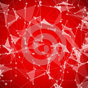 Christmas technology background with snowflakes over triangular ice grid
