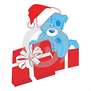 Christmas teddy bear in gift