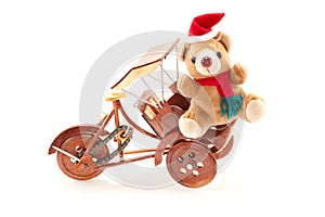 Christmas Teddy Bear on a Rickshaw.