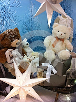 Christmas teddy bears and stars photo