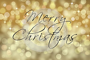 Christmas text card with bokeh background.