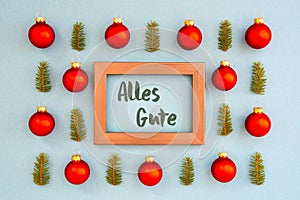 Christmas Texture, Ball, Branch, Frame, Alles Gute Means Best Wishes