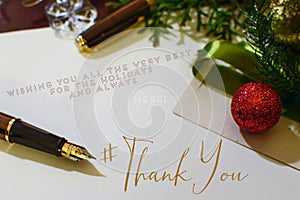 Christmas Thank You Card with hashtag