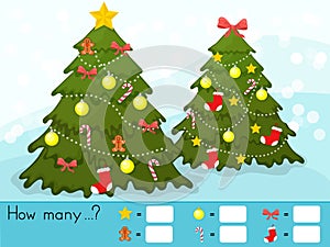 Christmas theme activity sheet - Counting game. How many objects task