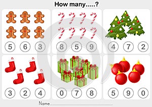 Christmas theme activity sheet - Counting object for kids