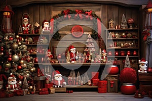 Christmas theme custom-made ,wood and reddecorations backdrop, composit image only