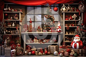 Christmas theme custom-made ,wood and reddecorations backdrop, composit image only