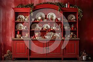 Christmas theme custom-made ,wood and reddecorations backdrop, composit image only