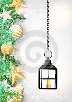 Christmas theme with old black lantern