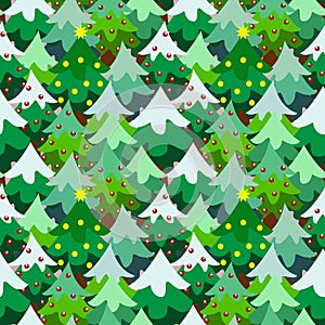 Christmas theme pine tree forest seamless pattern