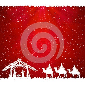 Christmas theme on red background