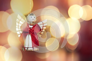 Christmas theme with strawy angel decoration photo