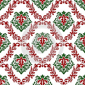 Christmas themed abstract decorative damask pattern