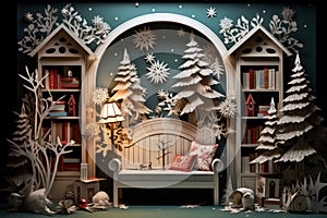 Christmas-themed Book Nooks - Generative AI