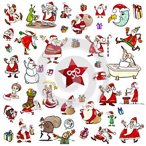 Christmas themes cartoon set