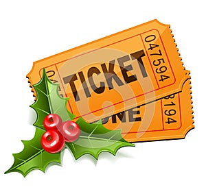 Christmas tickets with the mistletoe
