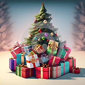 Christmas time, Christmas tree with gift box presente