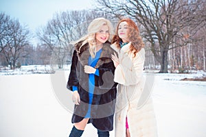 Christmas time, cozy Holidays, two women at vacation