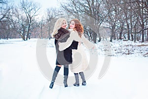 Christmas time, cozy Holidays, two women at vacation